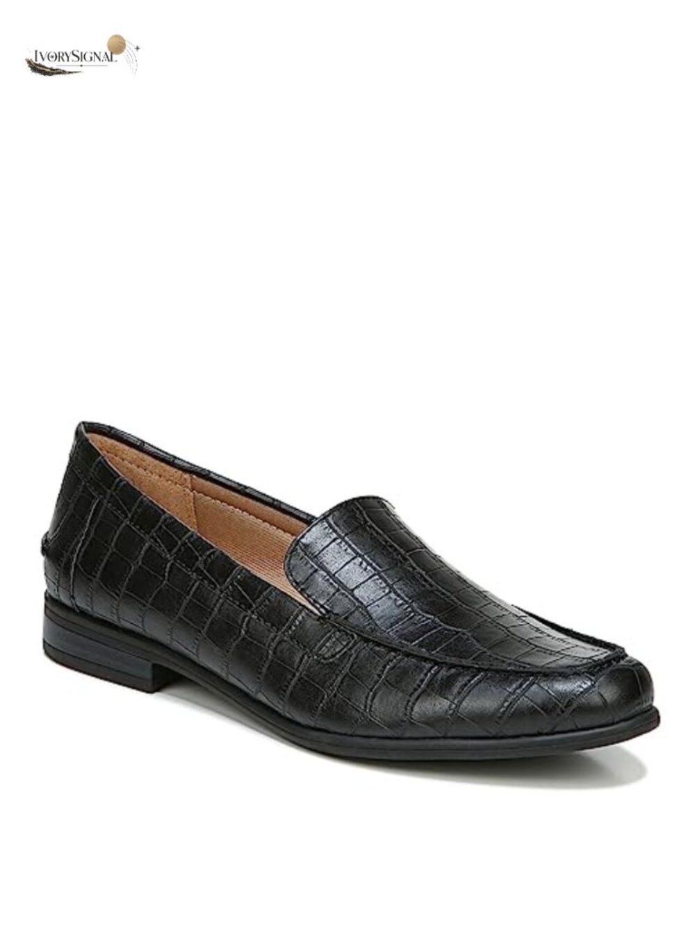 Faux Leather Slip-On Loafer with 1" Heel